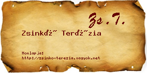 Zsinkó Terézia névjegykártya